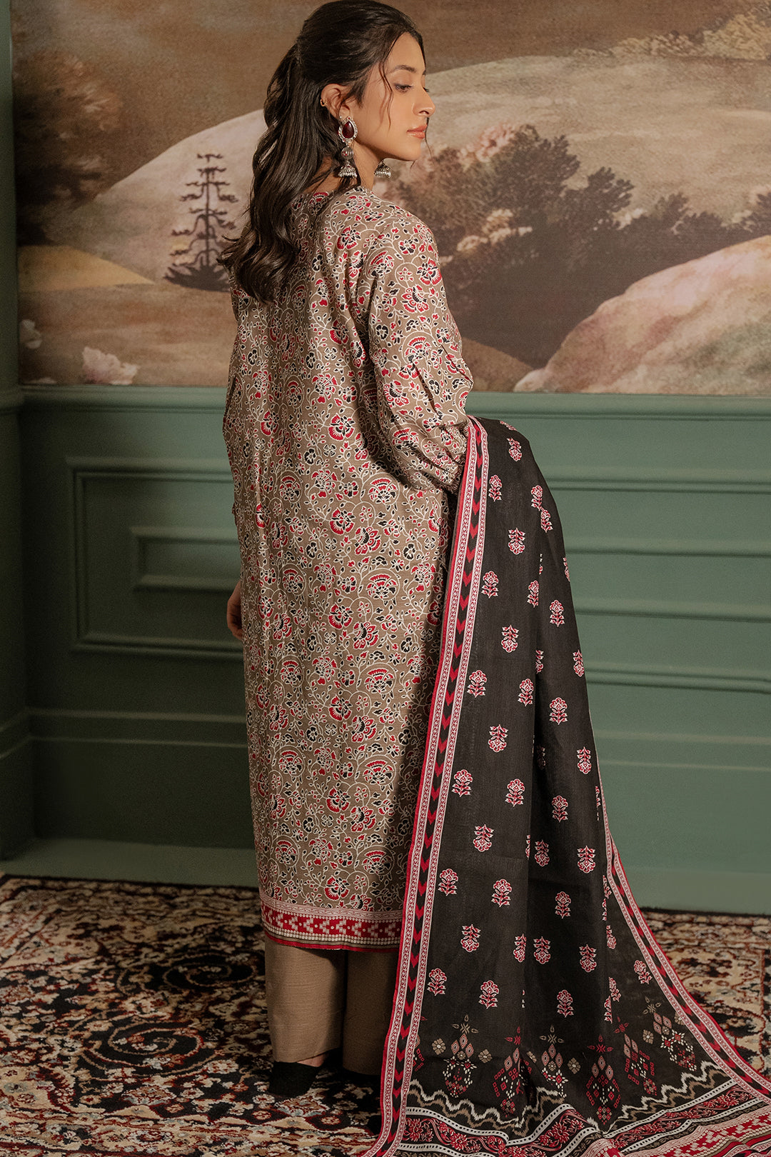 Zellbury | Unstitched 3 Piece Khaddar | Shirt Shalwar Dupatta - 0456 - by - Libasekhas UK - Registered Vendor of : Zellbury Women - 100% Original Designer Dresss