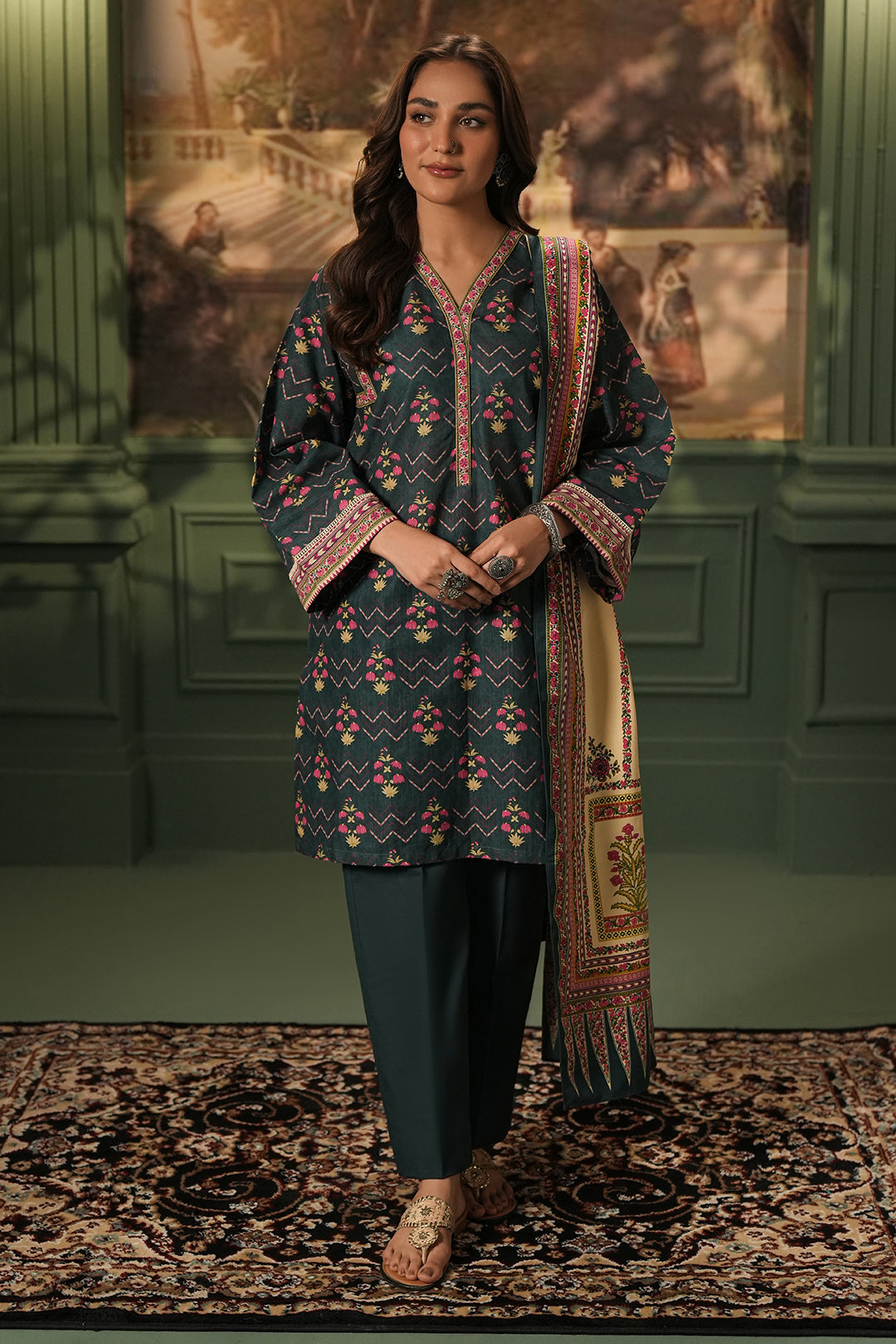 Zellbury | Unstitched 3 Piece Khaddar | Shirt Shalwar Shawl - 0459 - by - Libasekhas UK - Registered Vendor of : Zellbury Women - 100% Original Designer Dresss