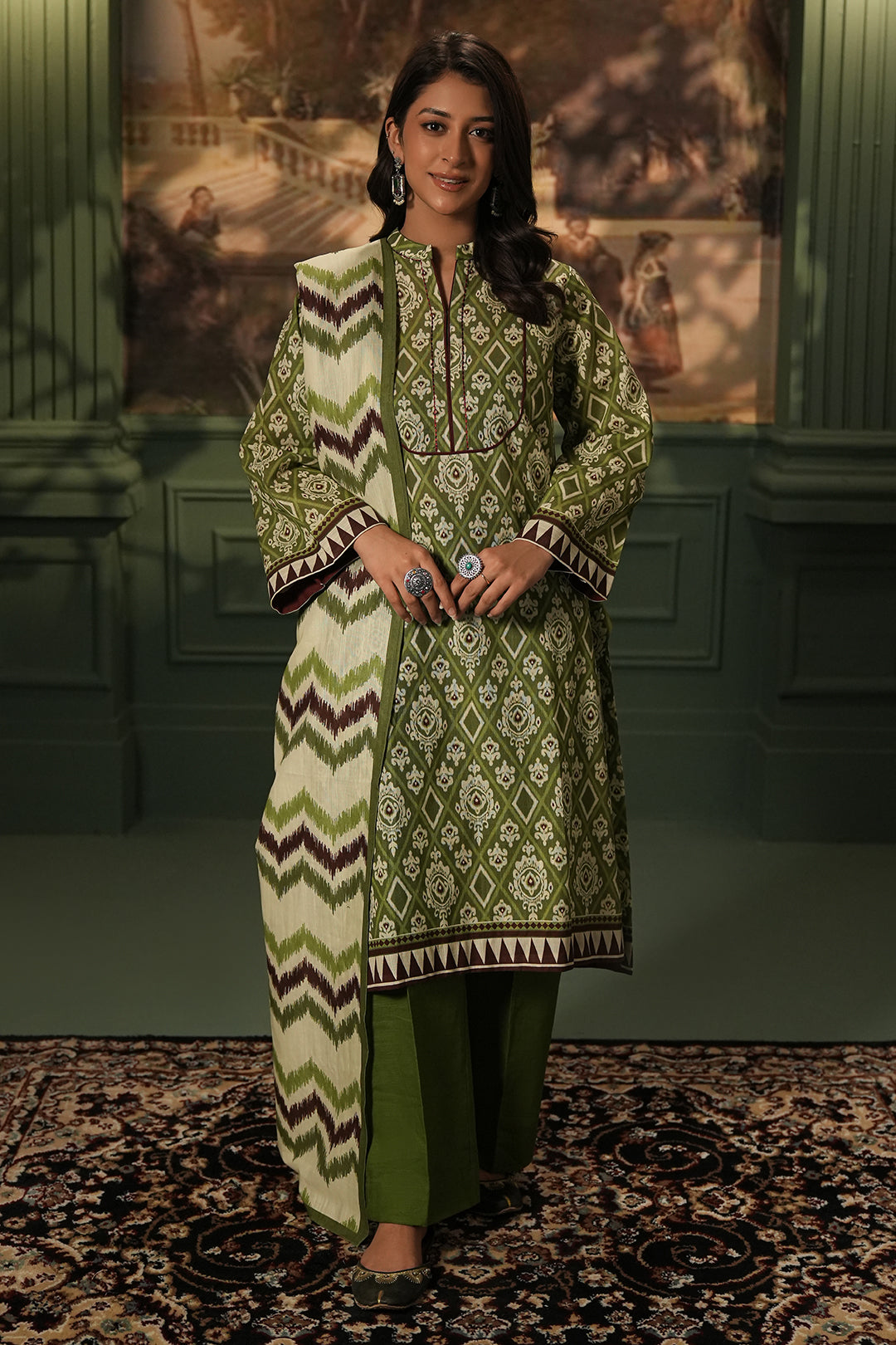 Zellbury | Unstitched 3 Piece Khaddar | Shirt Shalwar Dupatta - 0463 - by - Libasekhas UK - Registered Vendor of : Zellbury Women - 100% Original Designer Dresss