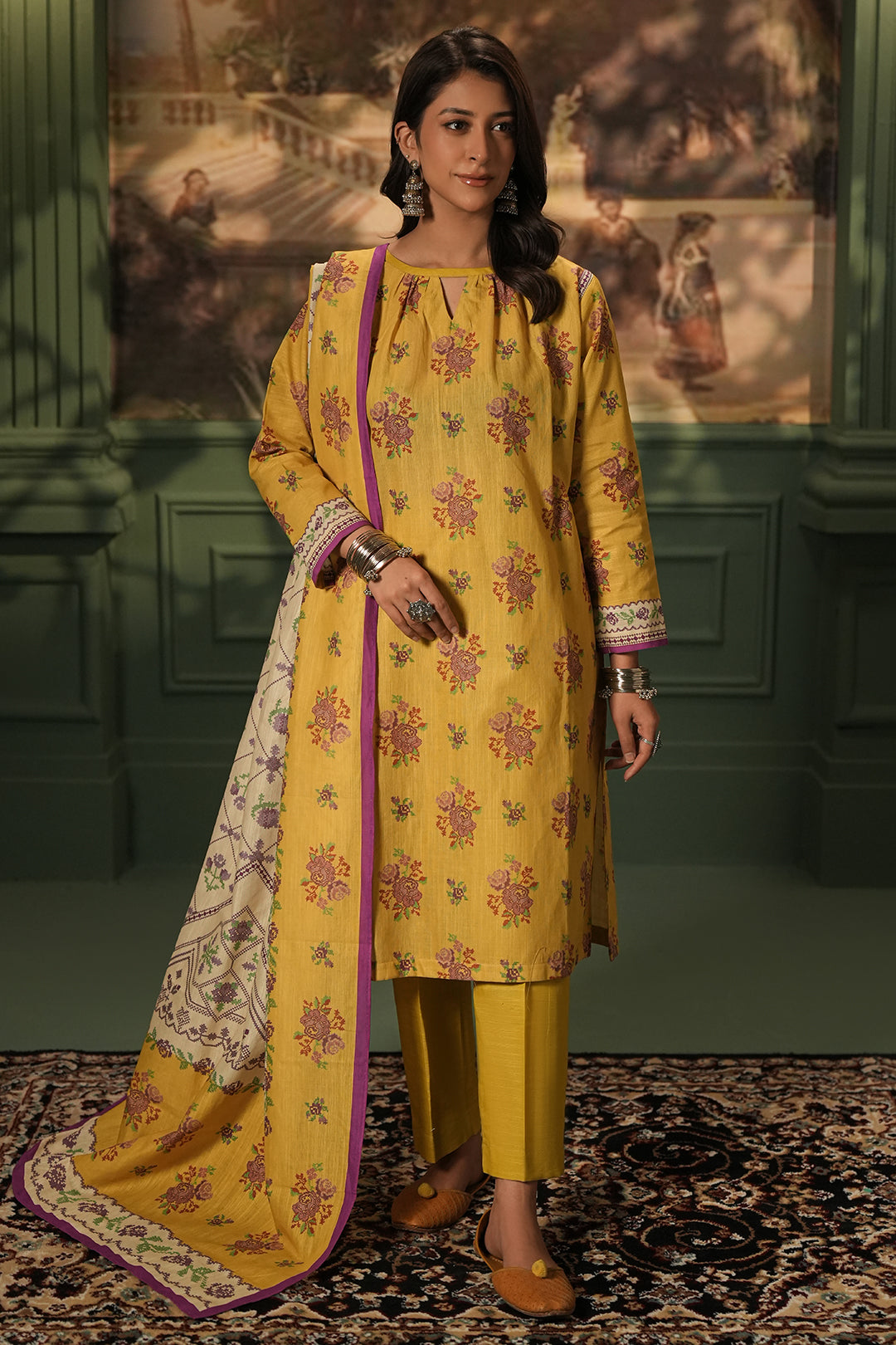 Zellbury | Unstitched 3 Piece Khaddar | Shirt Shalwar Dupatta - 0464 - by - Libasekhas UK - Registered Vendor of : Zellbury Women - 100% Original Designer Dresss