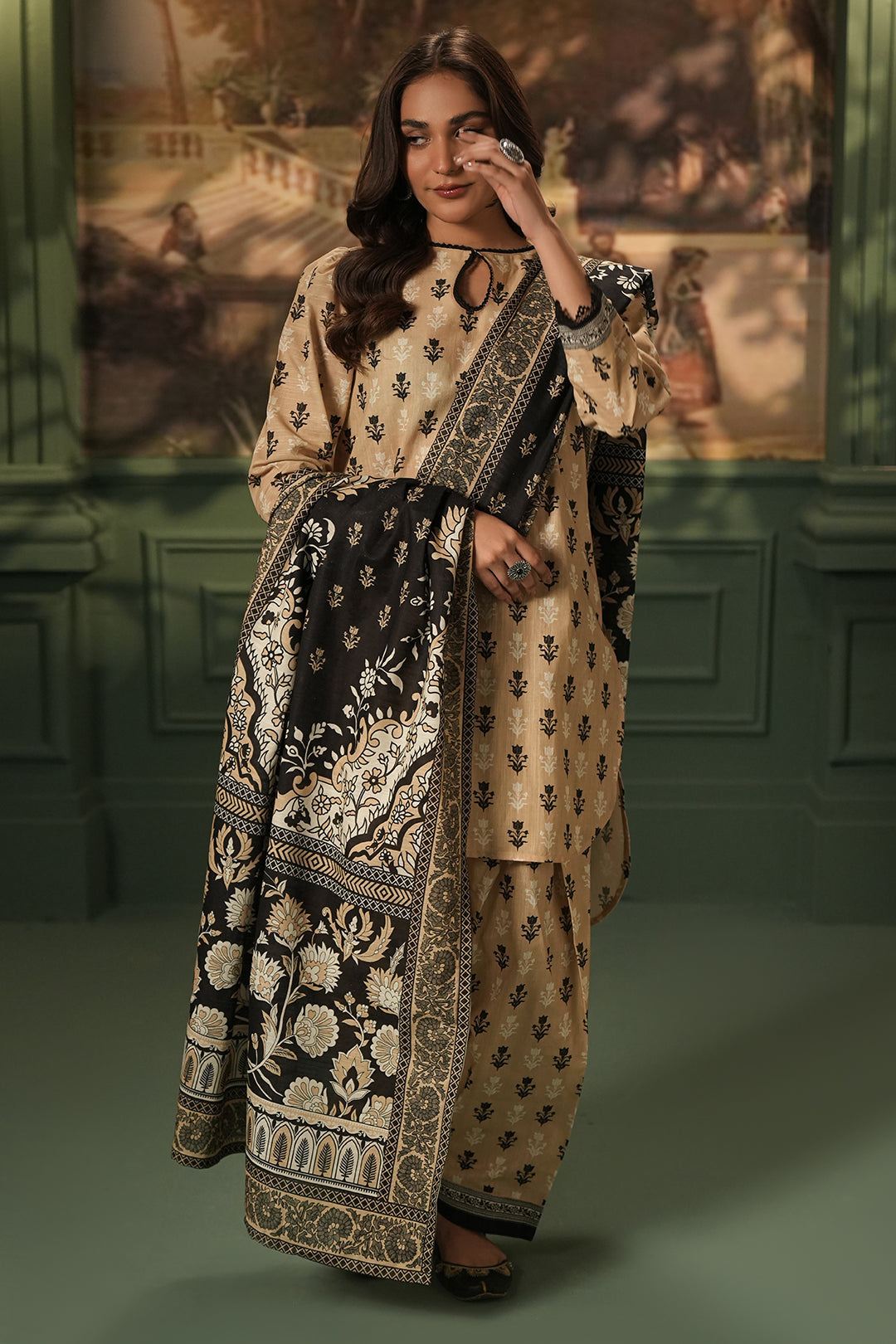 Zellbury | Unstitched 3 Piece Khaddar | Shirt Shalwar Dupatta - 0473 - by - Libasekhas UK - Registered Vendor of : Zellbury Women - 100% Original Designer Dresss