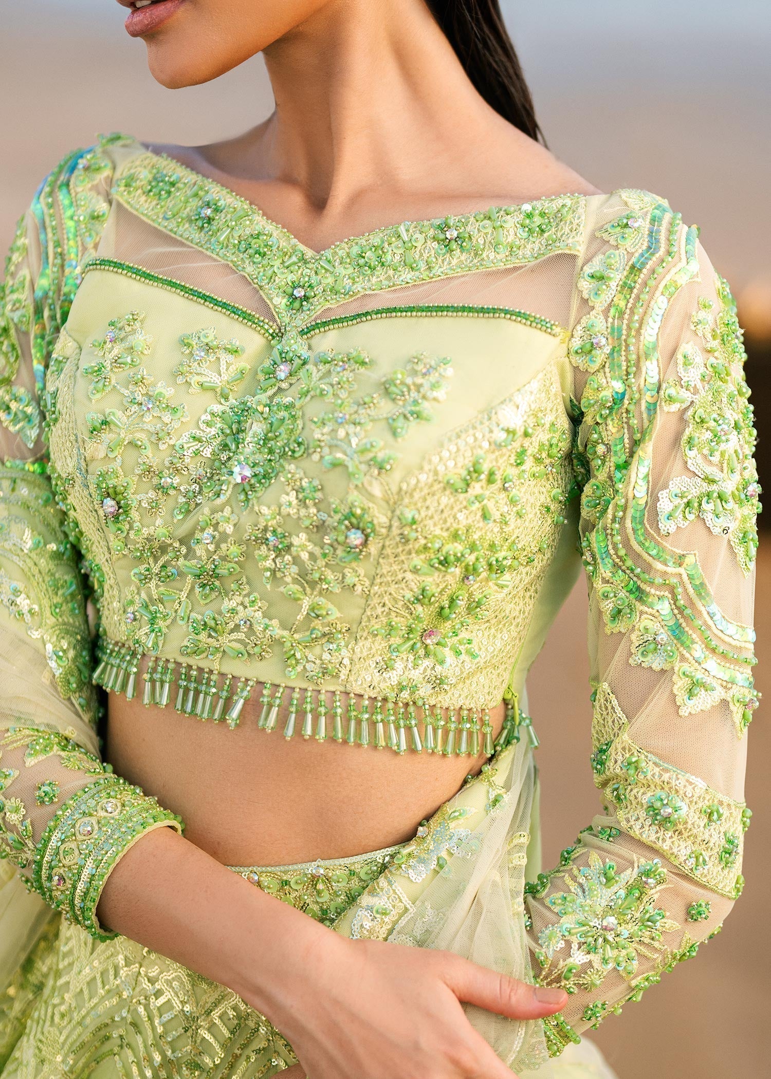 Waqas Shah | Amariage Luxury Formals | Mint Bloom - by - Libasekhas UK - Registered Vendor of : Waqas Shah - 100% Original Designer Dresss