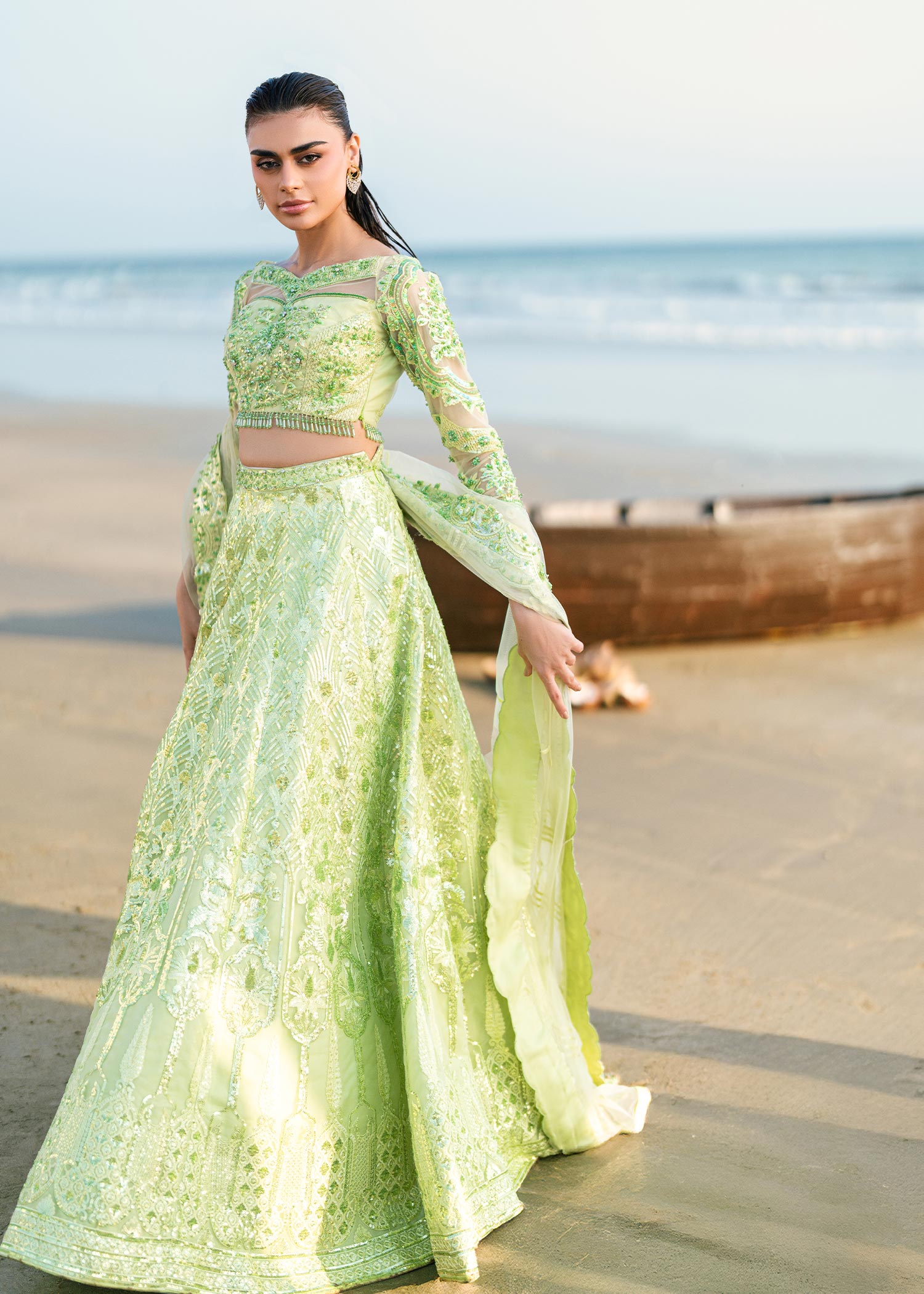Waqas Shah | Amariage Luxury Formals | Mint Bloom - by - Libasekhas UK - Registered Vendor of : Waqas Shah - 100% Original Designer Dresss