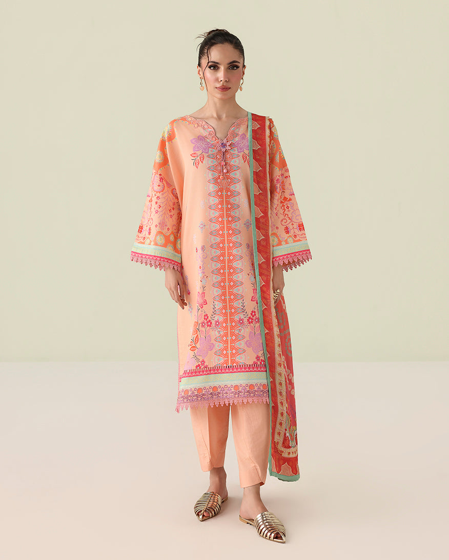 Roheenaz | Rosette Lawn | Warm Horizon - by Libasekhas UK - Registered Vendor of : Roheenaz - 100% Original Designer Dress