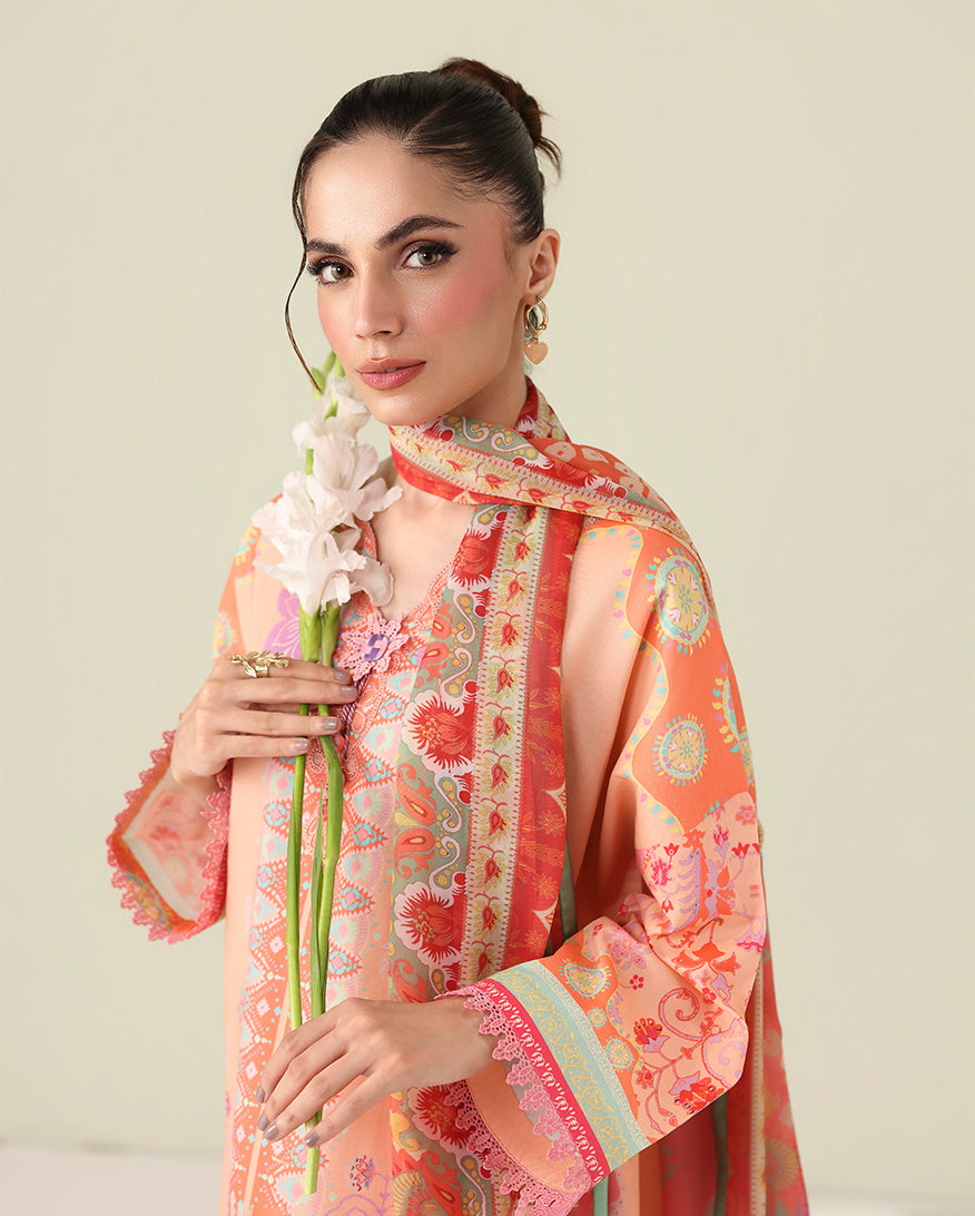 Roheenaz | Rosette Lawn | Warm Horizon - by Libasekhas UK - Registered Vendor of : Roheenaz - 100% Original Designer Dress