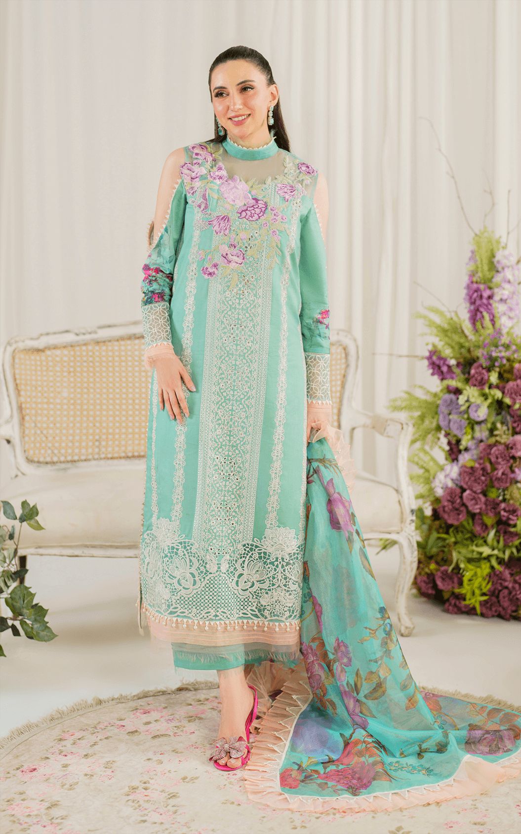 Asifa and Nabeel | Pretty in Pink Limited Edition | Water Lily (PP-3) - by - Libasekhas UK - Registered Vendor of : Asifa and Nabeel - 100% Original Designer Dresss