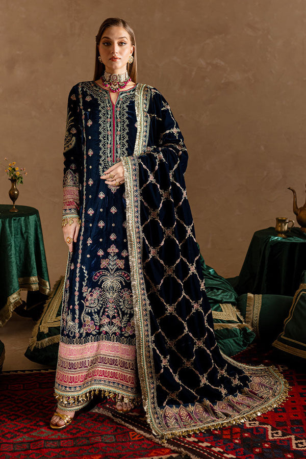 Marjjan | De Rose Velvet | MRV-10 (BLUE) - by - Libasekhas UK - Registered Vendor of : Marjjan - 100% Original Designer Dresss