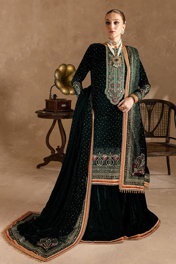 Marjjan | De Rose Velvet | MRV-07 (GREEN) - by - Libasekhas UK - Registered Vendor of : Marjjan - 100% Original Designer Dresss
