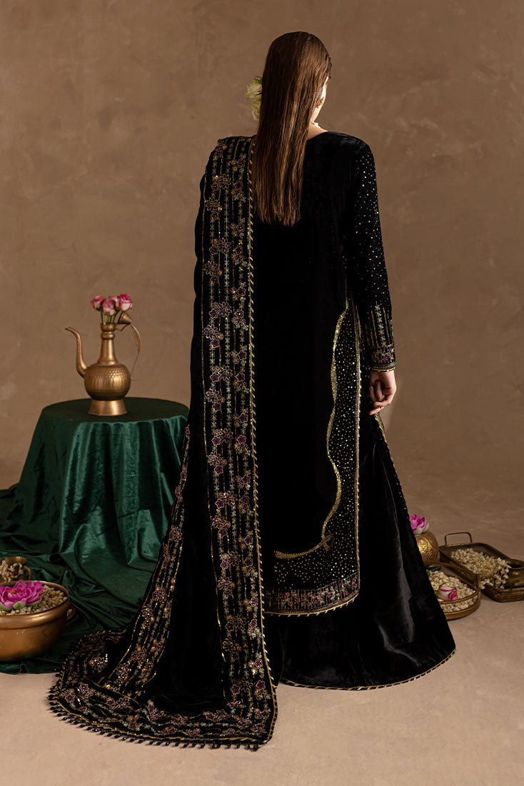 Marjjan | De Rose Velvet | MRV-09 (BLACK) - by - Libasekhas UK - Registered Vendor of : Marjjan - 100% Original Designer Dresss
