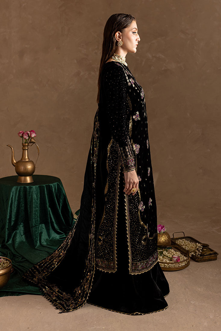 Marjjan | De Rose Velvet | MRV-09 (BLACK) - by - Libasekhas UK - Registered Vendor of : Marjjan - 100% Original Designer Dresss