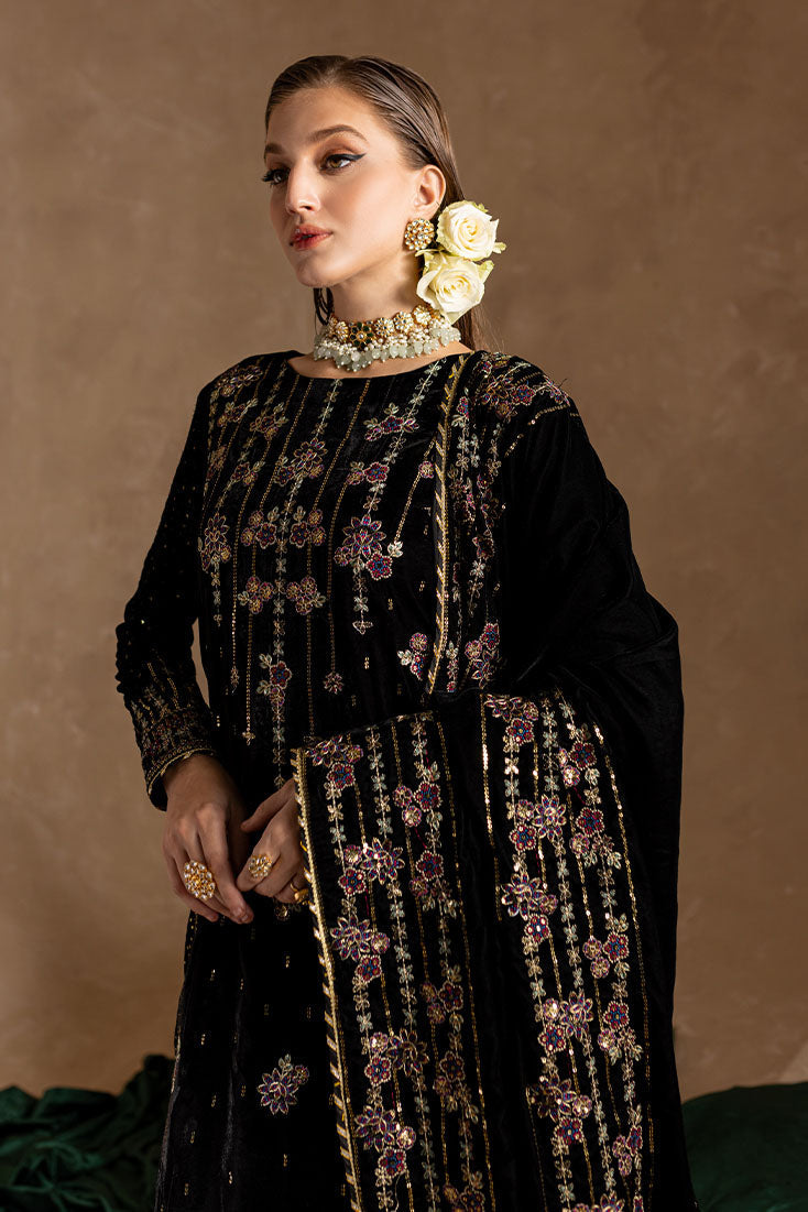 Marjjan | De Rose Velvet | MRV-09 (BLACK) - by - Libasekhas UK - Registered Vendor of : Marjjan - 100% Original Designer Dresss