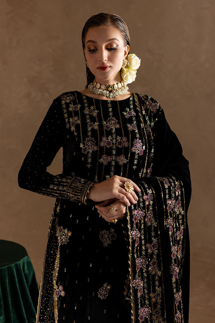 Marjjan | De Rose Velvet | MRV-09 (BLACK) - by - Libasekhas UK - Registered Vendor of : Marjjan - 100% Original Designer Dresss