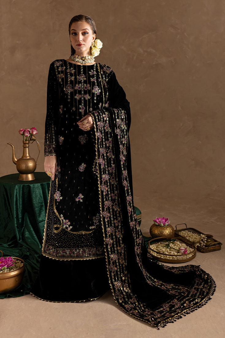 Marjjan | De Rose Velvet | MRV-09 (BLACK) - by - Libasekhas UK - Registered Vendor of : Marjjan - 100% Original Designer Dresss