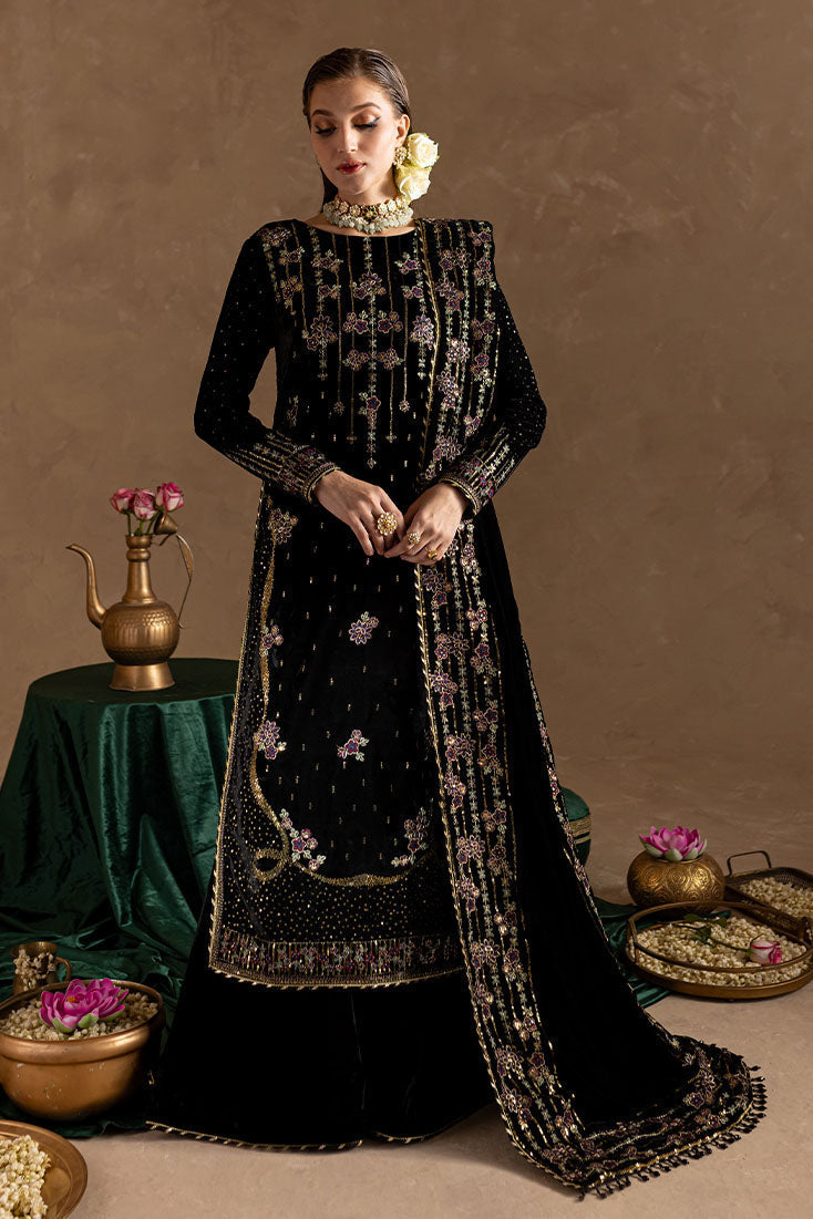 Marjjan | De Rose Velvet | MRV-09 (BLACK) - by - Libasekhas UK - Registered Vendor of : Marjjan - 100% Original Designer Dresss