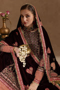 Marjjan | De Rose Velvet | MRV-08 (MEHROON) - by - Libasekhas UK - Registered Vendor of : Marjjan - 100% Original Designer Dresss