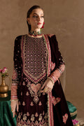 Marjjan | De Rose Velvet | MRV-08 (MEHROON) - by - Libasekhas UK - Registered Vendor of : Marjjan - 100% Original Designer Dresss