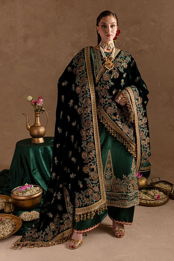 Marjjan | De Rose Velvet | MRV-11 (GREEN) - by - Libasekhas UK - Registered Vendor of : Marjjan - 100% Original Designer Dresss