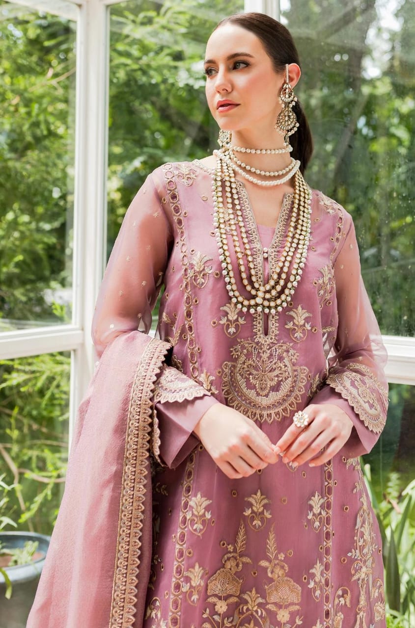 Maryum N Maria | Sorina Luxury Chiffon 23 | Dusty Rose (MW23-509) - by - Libasekhas UK - Registered Vendor of : Maryum N Maria - 100% Original Designer Dresss