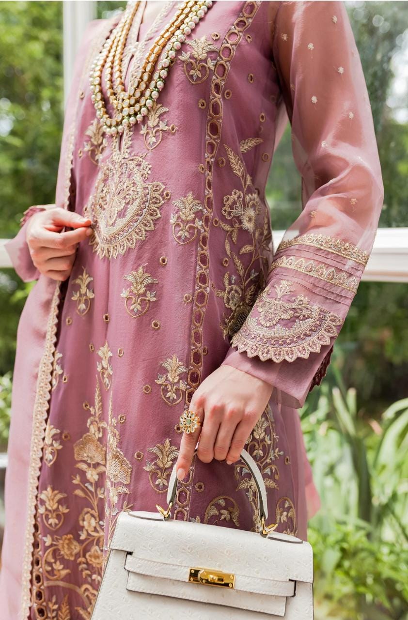 Maryum N Maria | Sorina Luxury Chiffon 23 | Dusty Rose (MW23-509) - by - Libasekhas UK - Registered Vendor of : Maryum N Maria - 100% Original Designer Dresss
