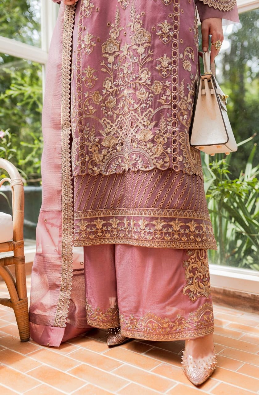 Maryum N Maria | Sorina Luxury Chiffon 23 | Dusty Rose (MW23-509) - by - Libasekhas UK - Registered Vendor of : Maryum N Maria - 100% Original Designer Dresss