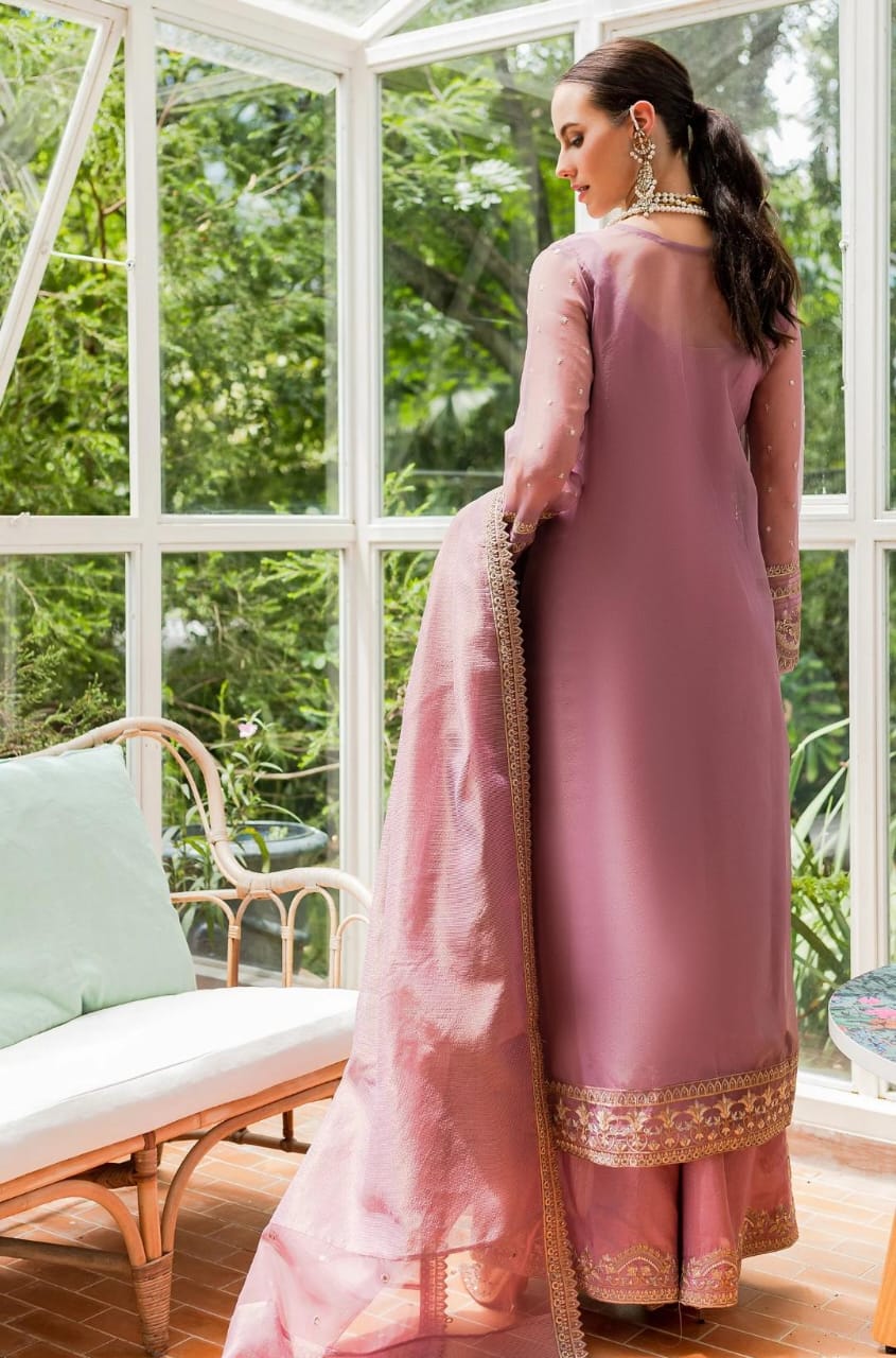 Maryum N Maria | Sorina Luxury Chiffon 23 | Dusty Rose (MW23-509) - by - Libasekhas UK - Registered Vendor of : Maryum N Maria - 100% Original Designer Dresss