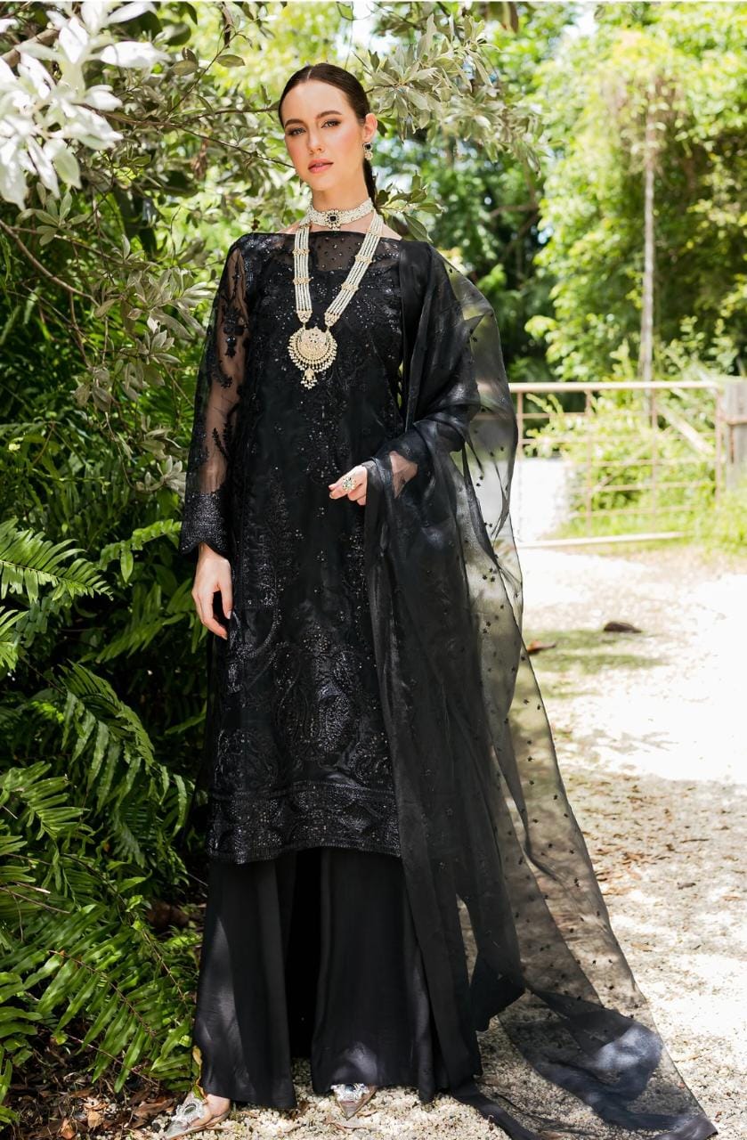 Maryum N Maria | Sorina Luxury Chiffon 23 | Raven (MW23-507) - by - Libasekhas UK - Registered Vendor of : Maryum N Maria - 100% Original Designer Dresss