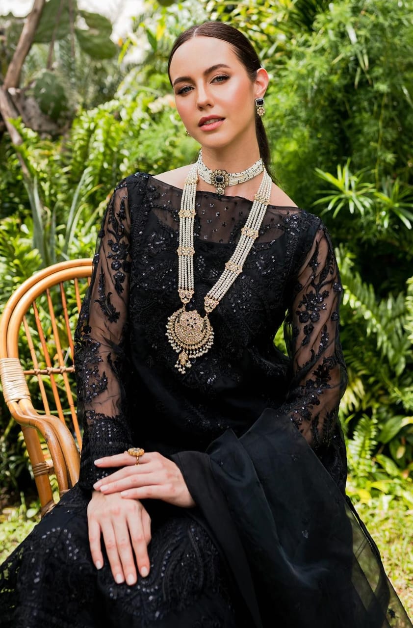 Maryum N Maria | Sorina Luxury Chiffon 23 | Raven (MW23-507) - by - Libasekhas UK - Registered Vendor of : Maryum N Maria - 100% Original Designer Dresss