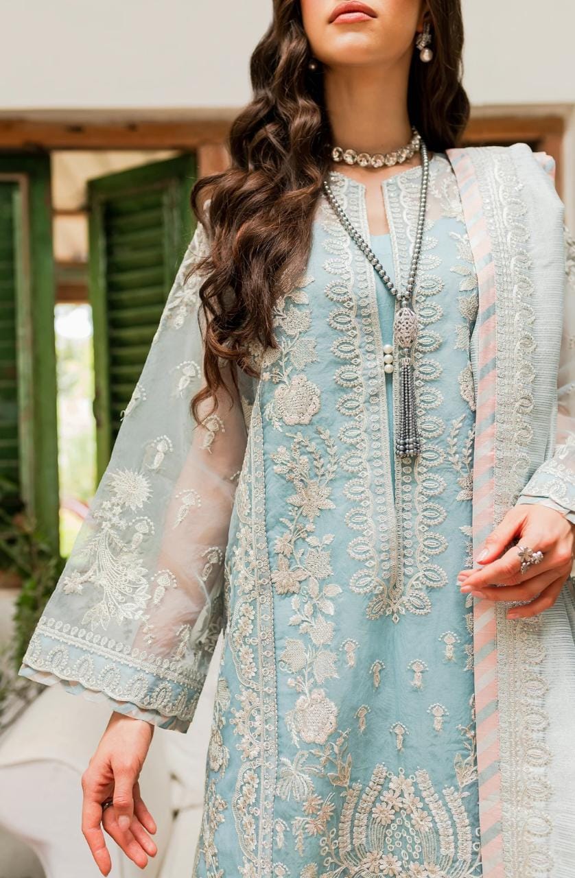 Maryum N Maria | Sorina Luxury Chiffon 23 | Sky Light (MW23-502) - by - Libasekhas UK - Registered Vendor of : Maryum N Maria - 100% Original Designer Dresss