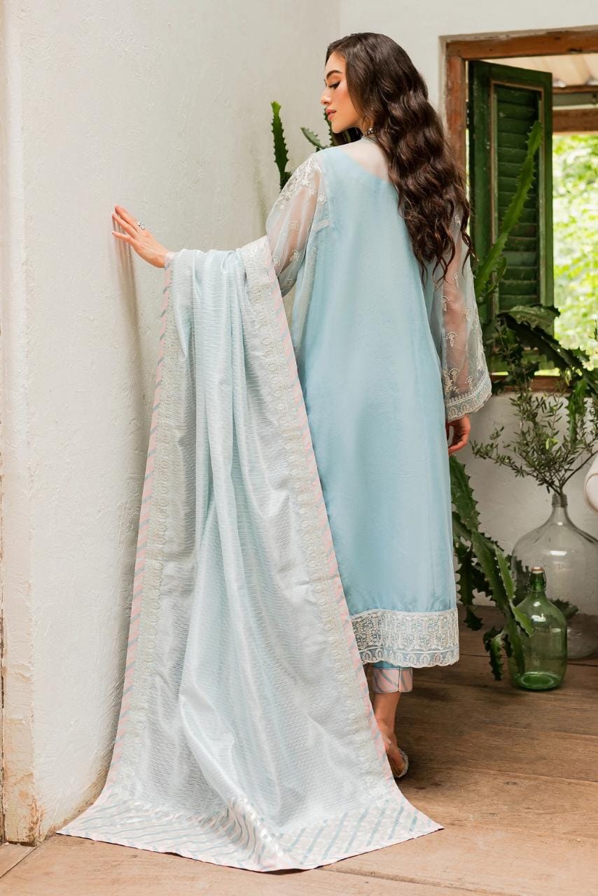 Maryum N Maria | Sorina Luxury Chiffon 23 | Sky Light (MW23-502) - by - Libasekhas UK - Registered Vendor of : Maryum N Maria - 100% Original Designer Dresss