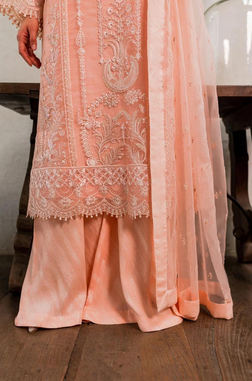Maryum N Maria | Sorina Luxury Chiffon 23 | Peach Parfait (MW23-505) - by - Libasekhas UK - Registered Vendor of : Maryum N Maria - 100% Original Designer Dresss