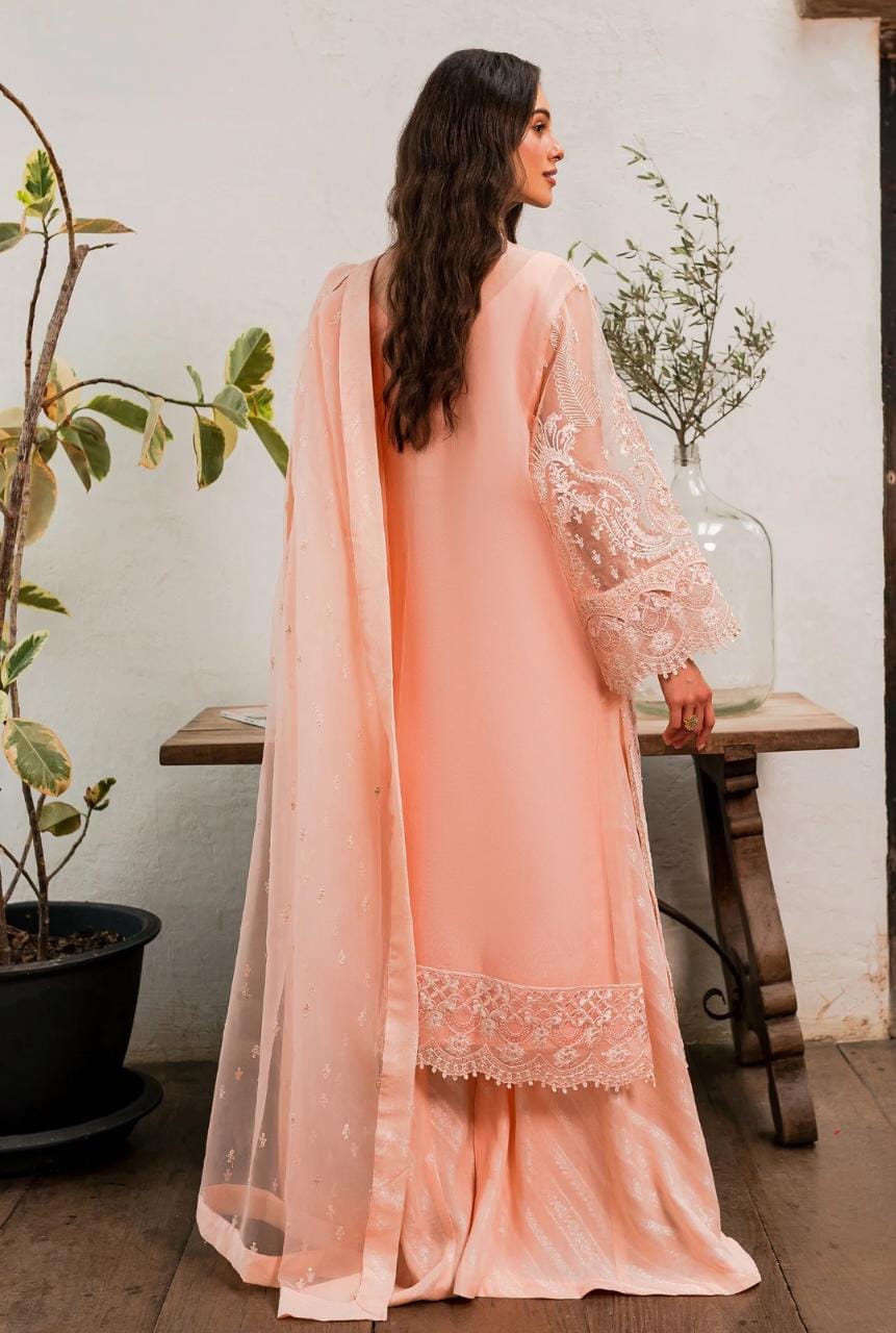 Maryum N Maria | Sorina Luxury Chiffon 23 | Peach Parfait (MW23-505) - by - Libasekhas UK - Registered Vendor of : Maryum N Maria - 100% Original Designer Dresss