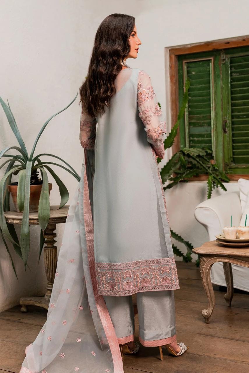 Maryum N Maria | Sorina Luxury Chiffon 23 | Dawn Blue (MW23-510) - by - Libasekhas UK - Registered Vendor of : Maryum N Maria - 100% Original Designer Dresss