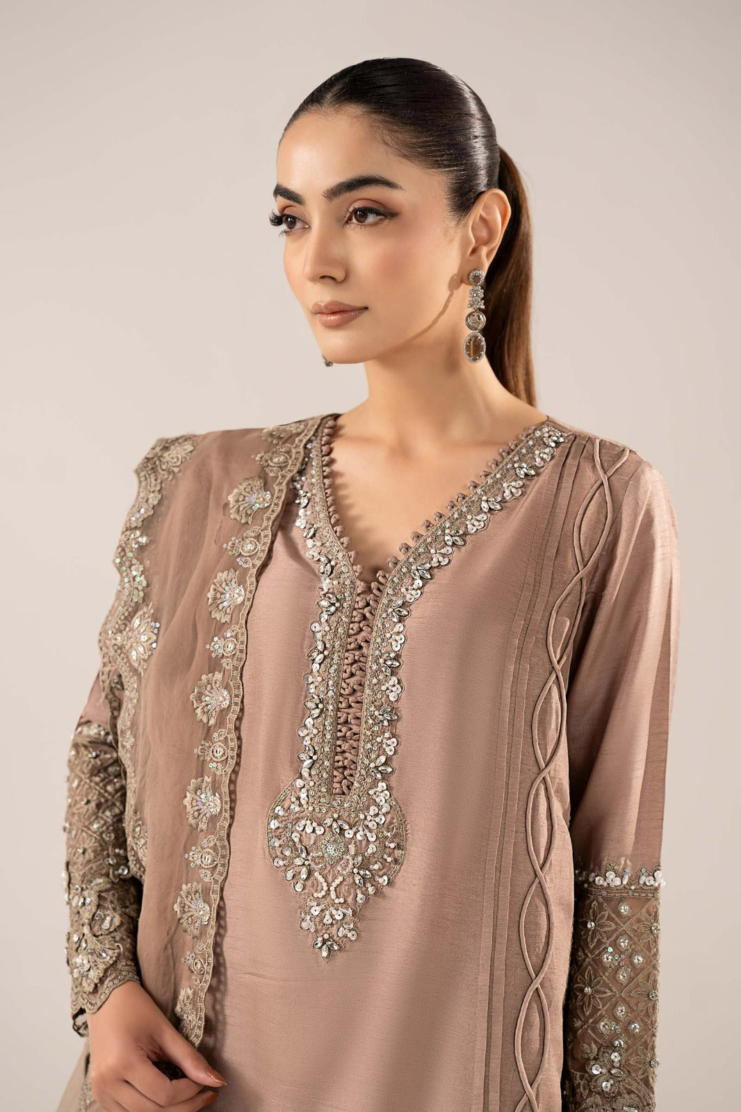 Maria B | Luxury Formals | SF-EF26-26-Coffee - by Libasekhas UK - Registered Vendor of : Maria B - 100% Original Designer Dress