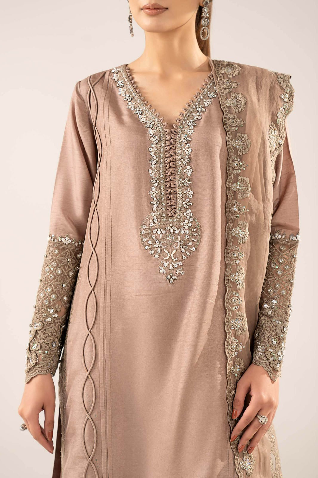 Maria B | Luxury Formals | SF-EF26-26-Coffee - by Libasekhas UK - Registered Vendor of : Maria B - 100% Original Designer Dress