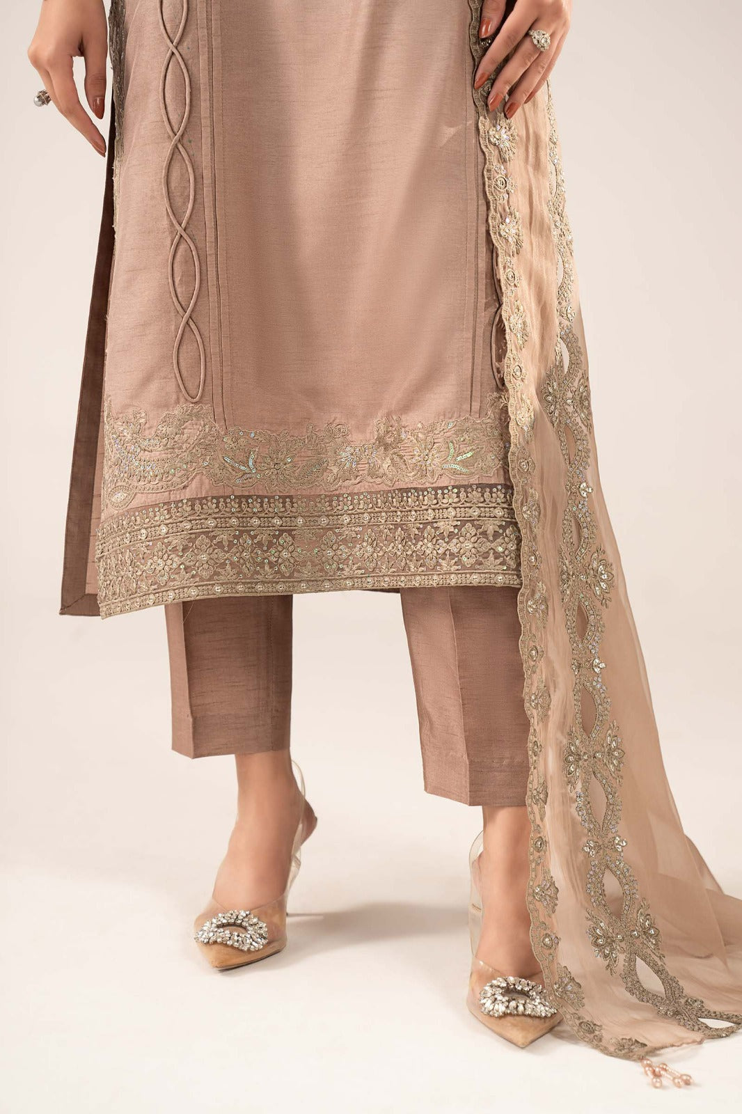 Maria B | Luxury Formals | SF-EF26-26-Coffee - by Libasekhas UK - Registered Vendor of : Maria B - 100% Original Designer Dress