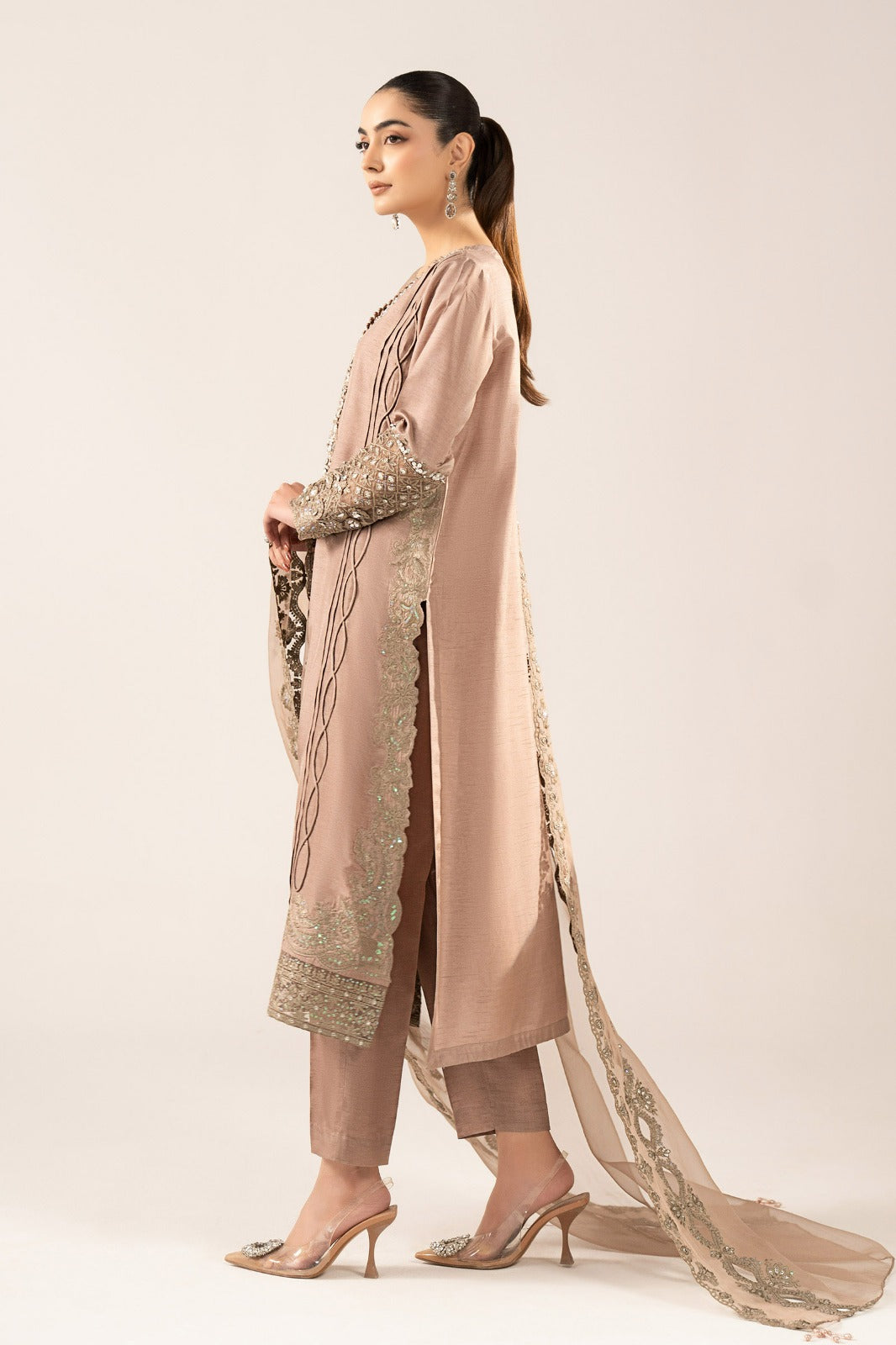 Maria B | Luxury Formals | SF-EF26-26-Coffee - by Libasekhas UK - Registered Vendor of : Maria B - 100% Original Designer Dress