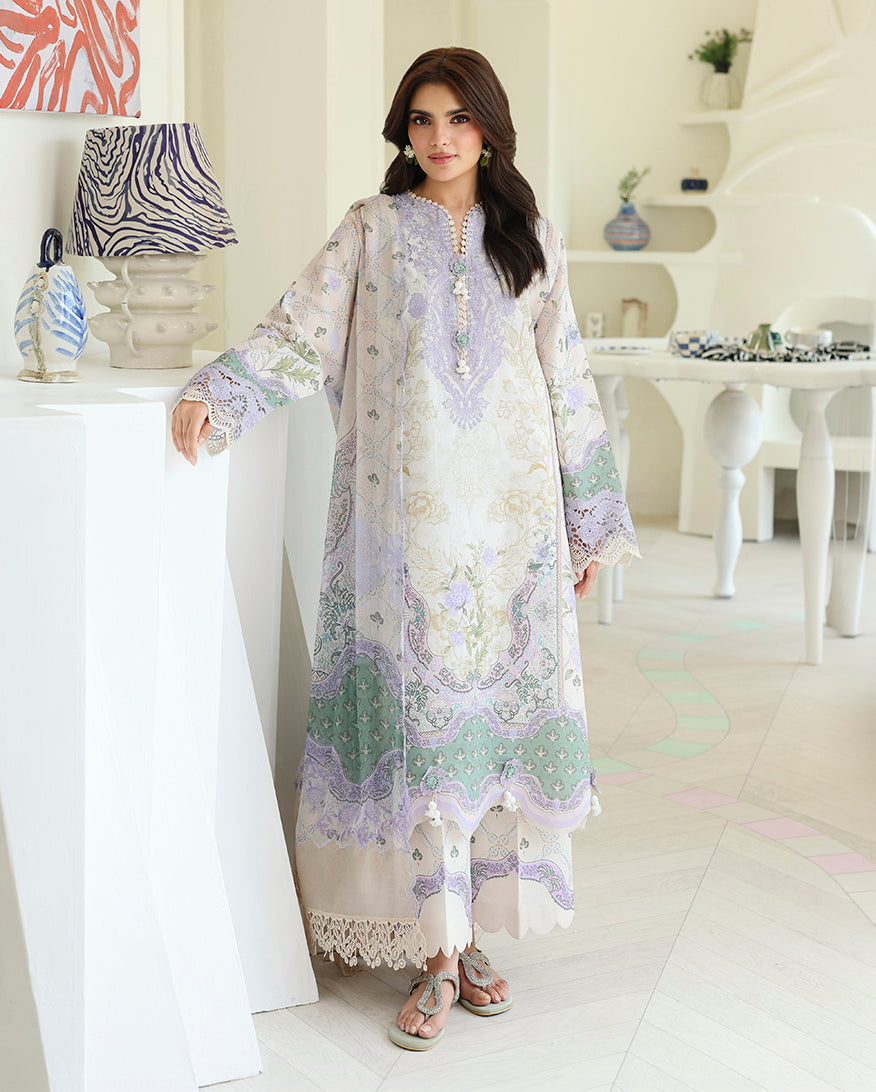 Roheenaz | Petals in Print | White Camellia - by Libasekhas UK - Registered Vendor of : Roheenaz - 100% Original Designer Dress