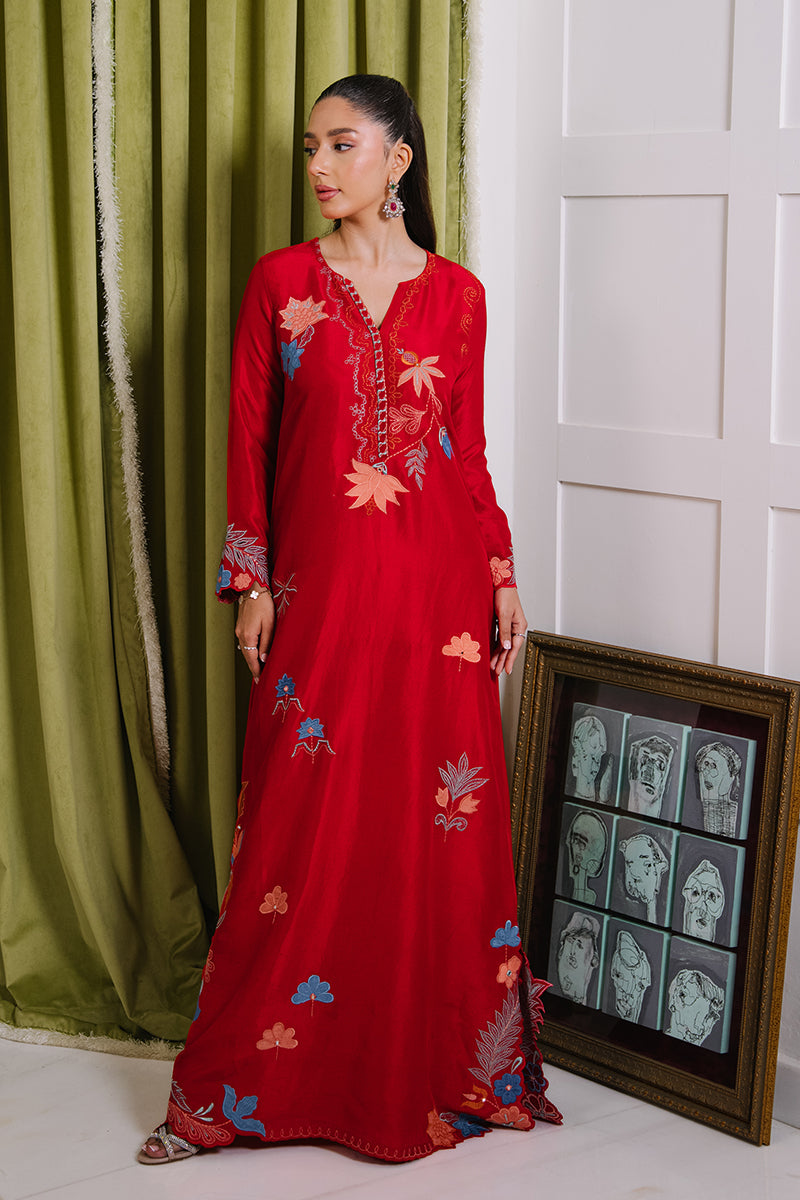 Mina Hasan | Signature Pret | Crimson Dream Kaftan - by Libasekhas - Registered Vendor of : Mina Hasan - 100% Original Designer Dress
