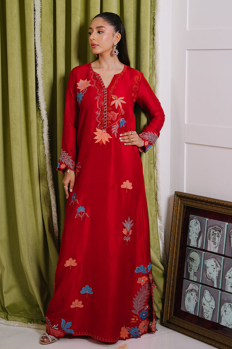 Mina Hasan | Signature Pret | Crimson Dream Kaftan - by Libasekhas - Registered Vendor of : Mina Hasan - 100% Original Designer Dress