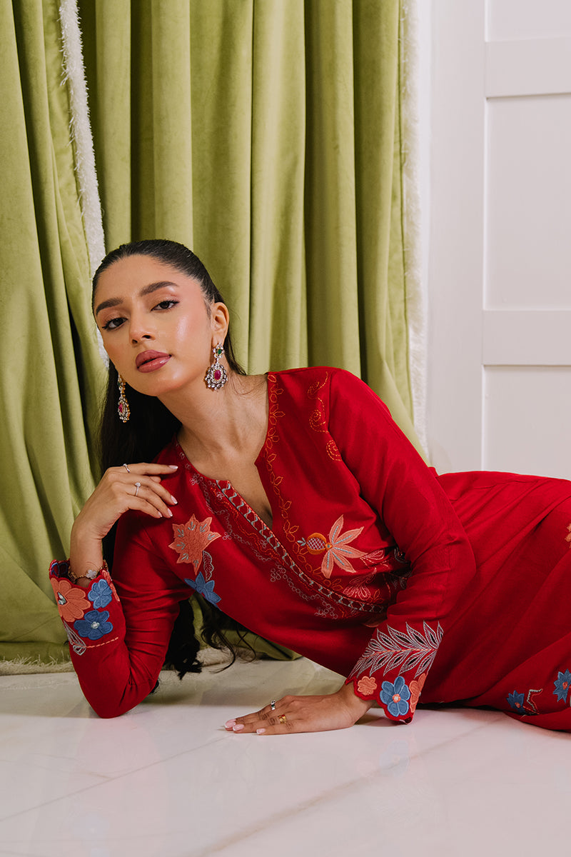 Mina Hasan | Signature Pret | Crimson Dream Kaftan - by Libasekhas - Registered Vendor of : Mina Hasan - 100% Original Designer Dress