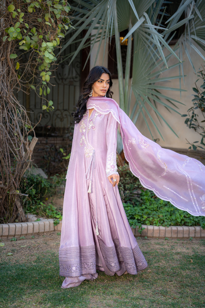 Wahaj M Khan | Pari Collection | Lilac Anarkali - by Libasekhas UK - Registered Vendor of : Wahaj M Khan - 100% Original Designer Dress