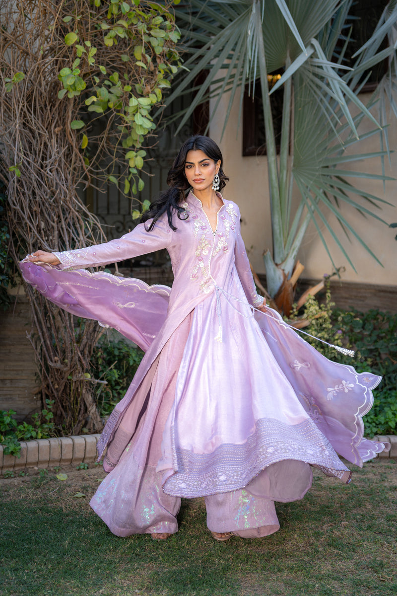 Wahaj M Khan | Pari Collection | Lilac Anarkali - by Libasekhas UK - Registered Vendor of : Wahaj M Khan - 100% Original Designer Dress