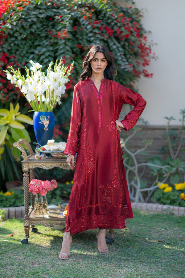 Wahaj M Khan | Pari Collection | Red Pari Sheesha Outfit - by Libasekhas UK - Registered Vendor of : Wahaj M Khan - 100% Original Designer Dress