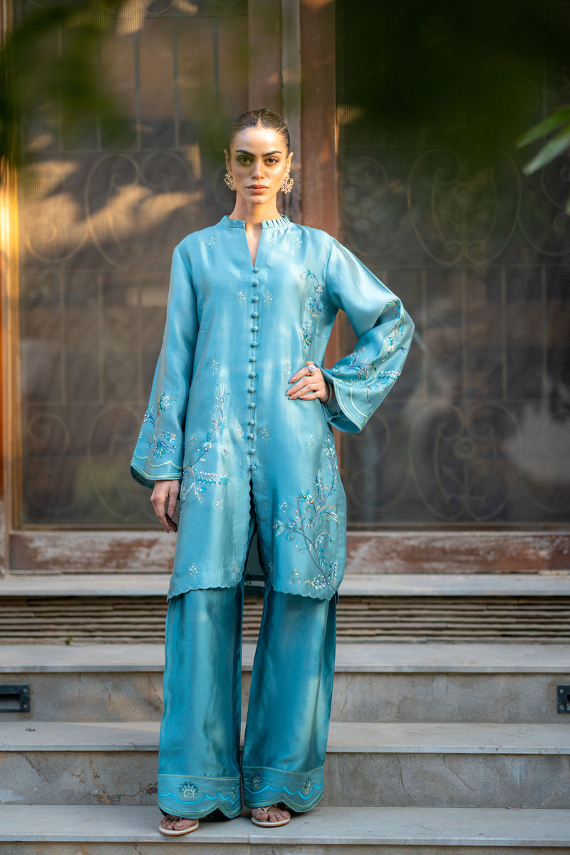Wahaj M Khan | Pari Collection | Blue Grey Pari Outfit - by Libasekhas UK - Registered Vendor of : Wahaj M Khan - 100% Original Designer Dress