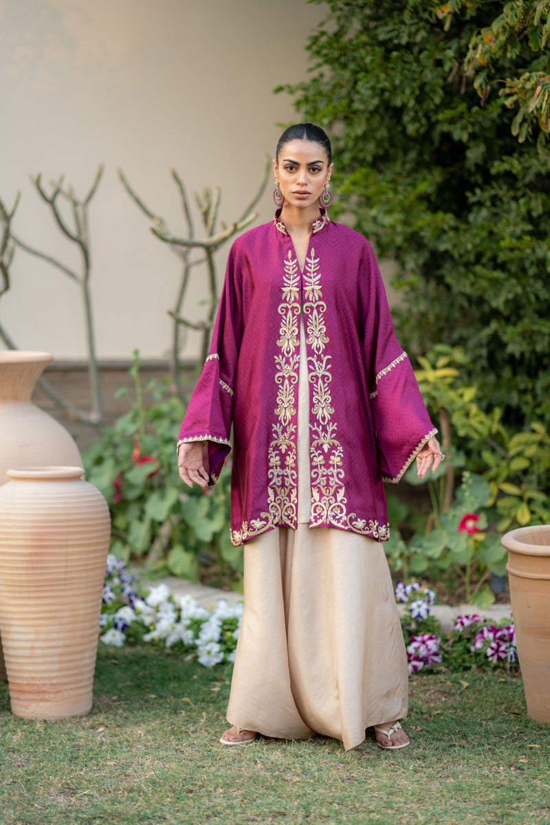 Wahaj M Khan | Pari Collection | Magenta cape Pari Outfit - by Libasekhas UK - Registered Vendor of : Wahaj M Khan - 100% Original Designer Dress