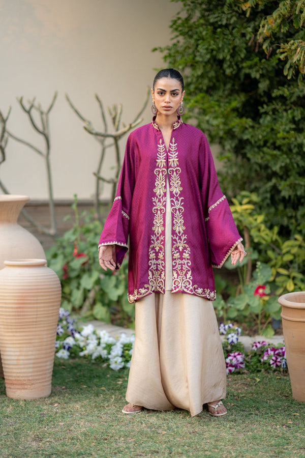 Wahaj M Khan | Pari Collection | Magenta cape Pari Outfit - by Libasekhas UK - Registered Vendor of : Wahaj M Khan - 100% Original Designer Dress