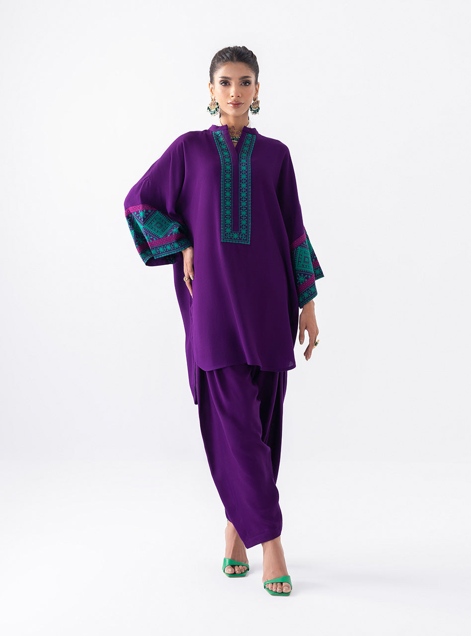 Zainab Chottani | Aara Casual Pret |  Blushing Plum - by - Libasekhas UK - Registered Vendor of : Zainab Chottani - 100% Original Designer Dresss