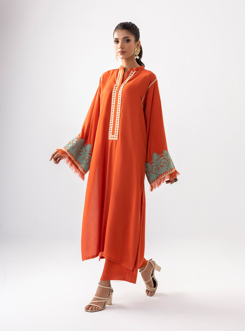 Zainab Chottani | Aara Casual Pret | Pumpkin Opal - by - Libasekhas UK - Registered Vendor of : Zainab Chottani - 100% Original Designer Dresss