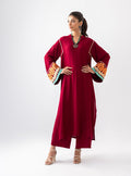 Zainab Chottani | Aara Casual Pret |  Divine Maroon - by - Libasekhas UK - Registered Vendor of : Zainab Chottani - 100% Original Designer Dresss