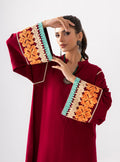 Zainab Chottani | Aara Casual Pret |  Divine Maroon - by - Libasekhas UK - Registered Vendor of : Zainab Chottani - 100% Original Designer Dresss